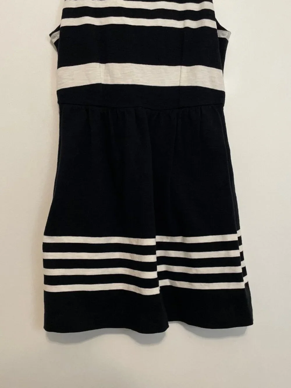 J. CREW Factory Striped Daybreak Dress Black White Sleeveless Mini Fit & Flare